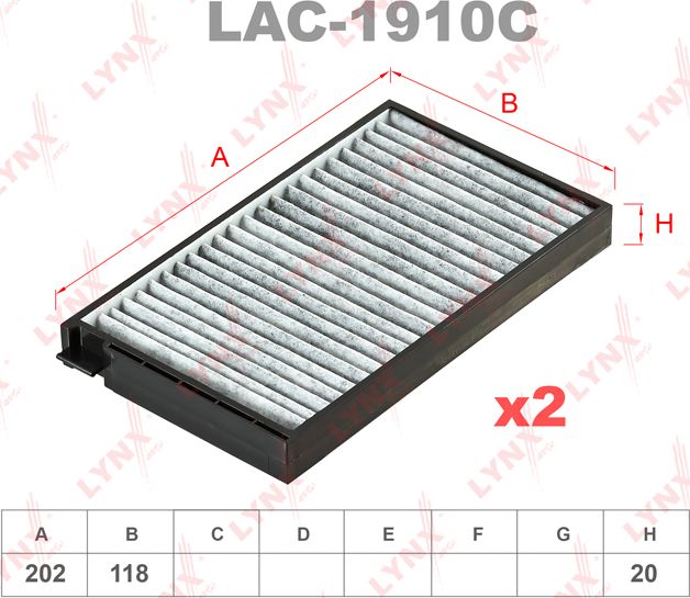 Салонный фильтр LYNXauto. Артикул LAC-1910C