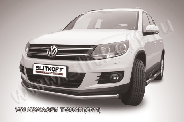 Защита Slitkoff переднего бампера d57 для Volkswagen Tiguan 2011-2016. Артикул VWTIG-004