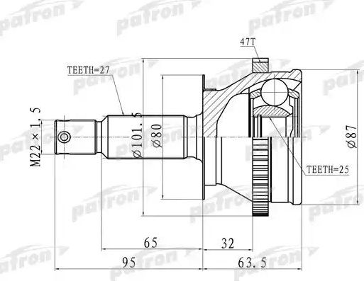 Шрус наружный (граната) Patron. Артикул PCV8728