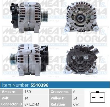 Генератор Meat & Doria для Peugeot 1007 2005-2009. Артикул 5510396