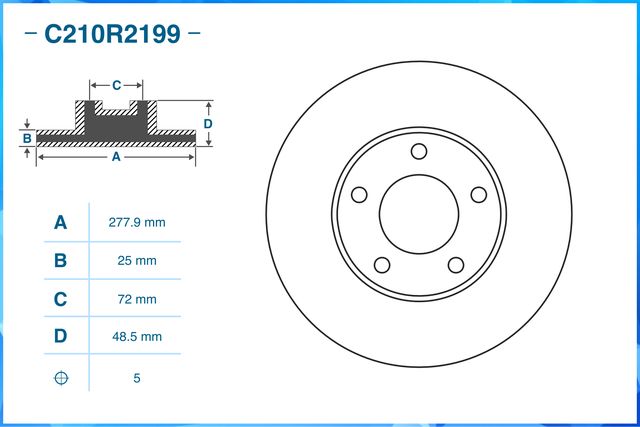 Диск тормозной передний (Cworks). Артикул C210R2199