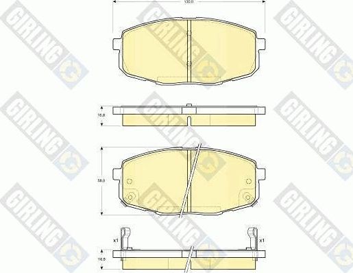 Тормозные колодки Girling передние для Kia Cerato II 2009-2013. Артикул 6133429