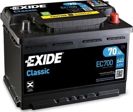 Аккумулятор Exide Classic * для Volkswagen Transporter T4 1990-2003. Артикул EC700