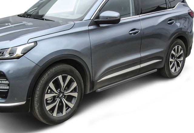 Пороги Slitkoff труба d42 для Chery Tiggo 7 Pro 2020-2026 Серебристые. Артикул CT7PR-007S