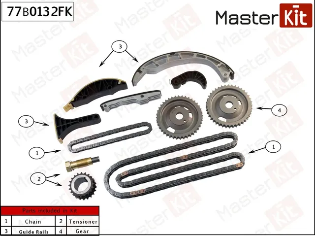 77B0132FK Комплект цепи ГРМ SsangYong D20 (Master KIT) Master KIT. Артикул 77b0132fk