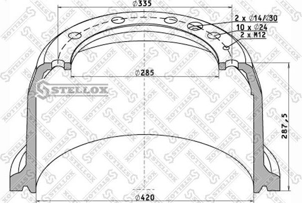 Тормозной барабан Stellox. Артикул 85-00048-SX
