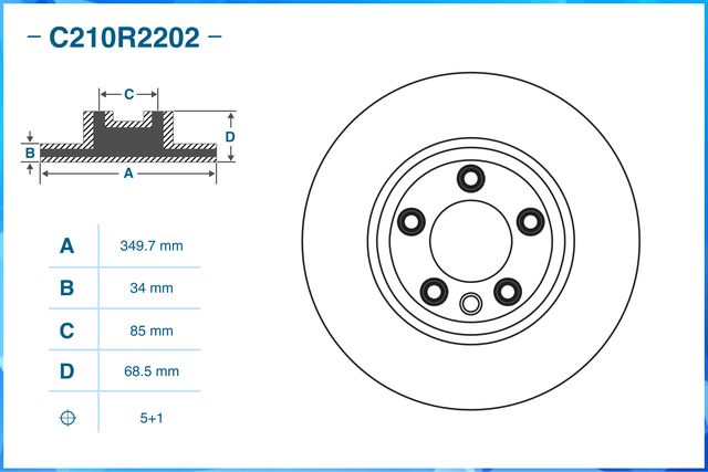 Диск тормозной передний (Cworks). Артикул C210R2202