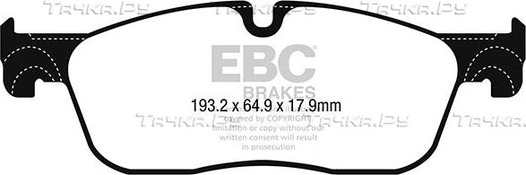 Тормозные колодки EBC Brakes передние для Jaguar XF II 2015-2026. Артикул DP22251