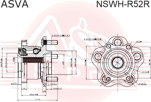 Ступица колеса Asva. Артикул NSWH-R52R