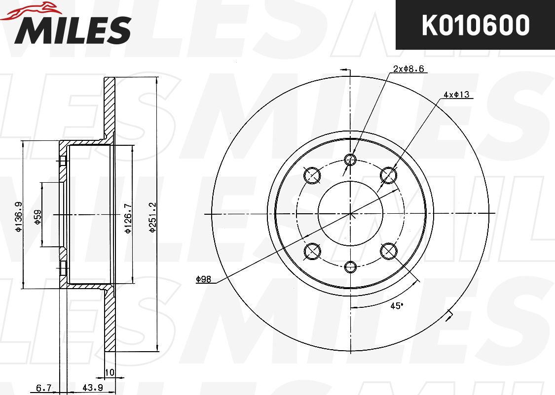 Тормозной диск Miles. Артикул K010600