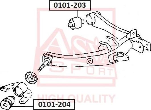 Сайлентблок заднего рычага подвески Asva. Артикул 0101-204