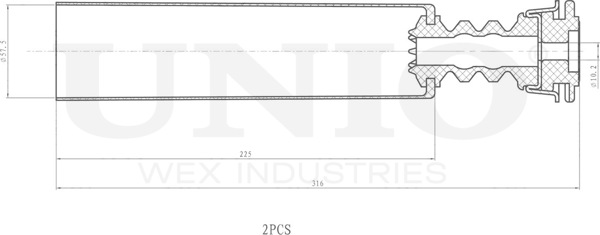 Отбойник и пыльник амортизатора, комплект (Unio). Артикул DUC-50042
