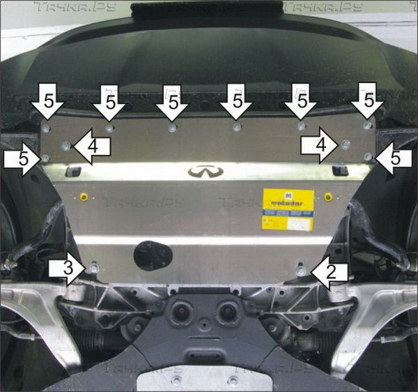 Защита Мотодор для картера Infiniti FX 50, 37, 37 2008-2012. Артикул 08007