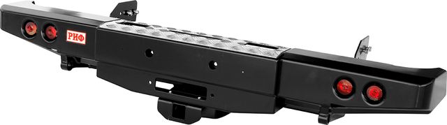 Бампер силовой РИФ задний с площ. под леб., квадр. под фаркоп и фонарями для Mitsubishi L200 2005-2015 (кузов 1350 мм). Артикул RIFTRT-20135