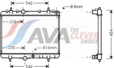 Радиатор охлаждения двигателя AVA. Артикул PEA2220