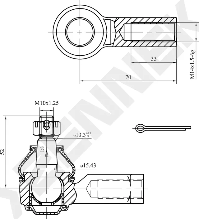 Наконечник рулевой HYUNDAI LANTRA, CHRYSLER SEBRING 95-00, MITSUBISHI GALANT 83- (Zennek). Артикул DTE0036