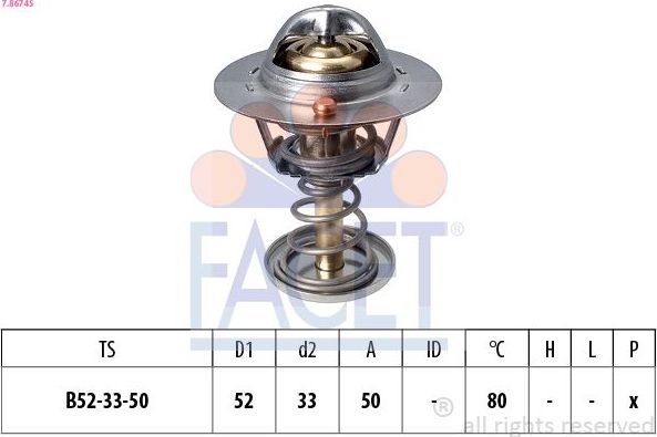 Термостат Facet Made in Italy - OE Equivalent. Артикул 7.8674S