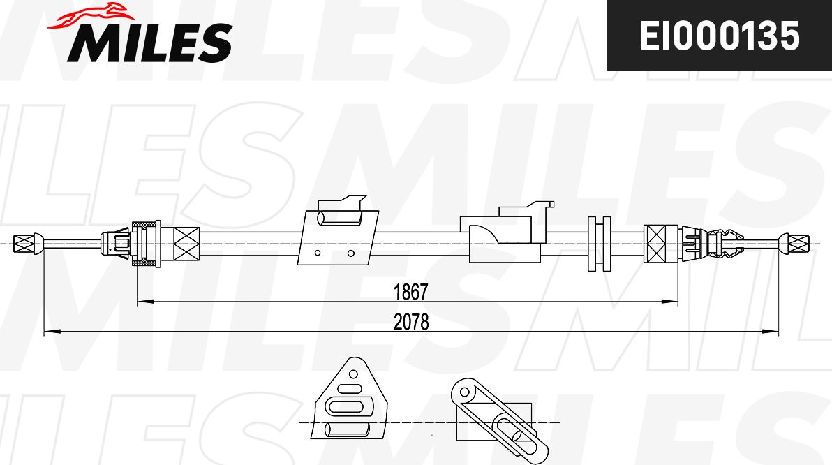 Трос ручника (тросик ручного тормоза) Miles. Артикул EI000135
