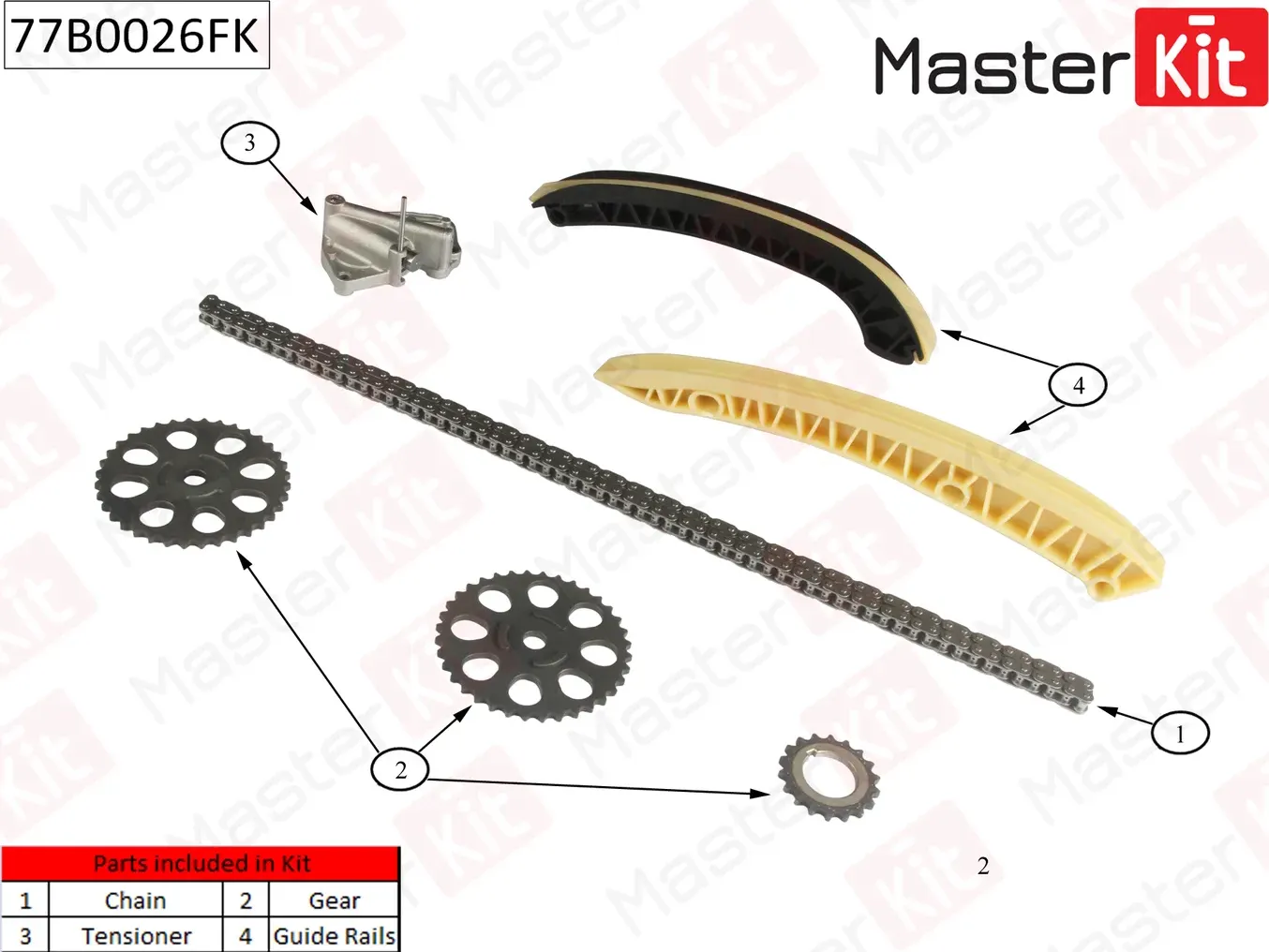77B0026FK Комплект цепи ГРМ Skoda Fabia/Volkswagen Polo 1.2i 12V 05- (Master KIT) Master KIT. Артикул 77b0026fk