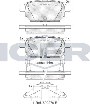 Тормозные колодки Icer задние для Suzuki Vitara II 2015-2026. Артикул 182017