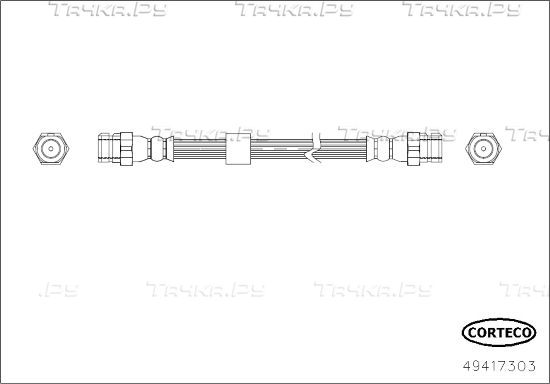 Тормозной шланг Corteco (EPDM (Этилен-пропиленовый каучук)) задний правый для Volkswagen New Beetle II (A5) 2013-2019. Артикул 49417303