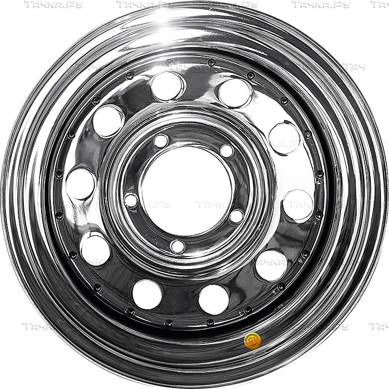 Колёсный диск OFF-ROAD Wheels усиленный стальной хромированный 5x139,7 8xR16 d110 ET-19 для УАЗ Hunter 2003-2026. Артикул 1680-53910CH-19