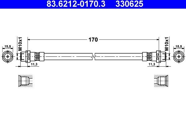 Тормозной шланг ATE. Артикул 83.6212-0170.3
