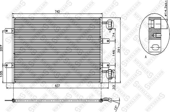 Радиатор кондиционера (конденсатор) Stellox. Артикул 10-45480-SX