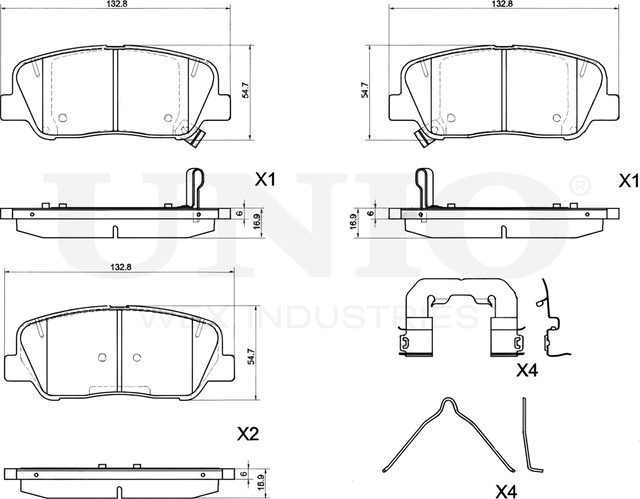 Колодки тормозные дисковые, комплект (Unio). Артикул BRP-20026