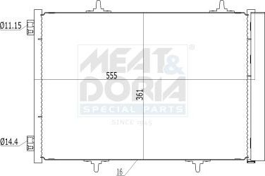 Радиатор кондиционера (конденсатор) Meat & Doria для Peugeot 2008 I 2013-2026. Артикул 991033