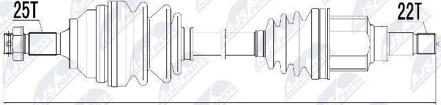 Полуось (привод в сборе, приводной вал) NTY. Артикул NPW-CT-018