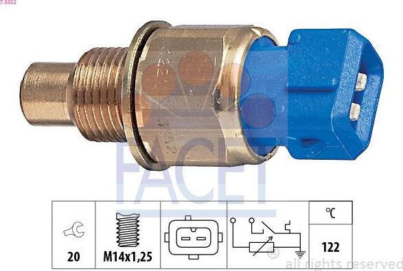 Датчик температуры охлаждающей жидкости Facet Made in Italy - OE Equivalent. Артикул 7.3552