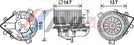 Вентилятор, мотор печки (отопителя) салона AVA (полимерный материал) для Lancia Zeta 1995-2002. Артикул PE8380