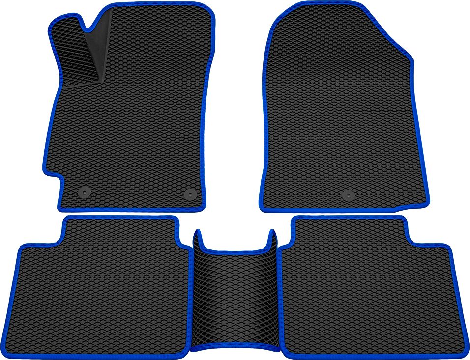 Коврики Rezkon 3D EVA ромб резиновые для салона Hyundai Elantra VI 2015-2020 Синий кант. Артикул 9220015403