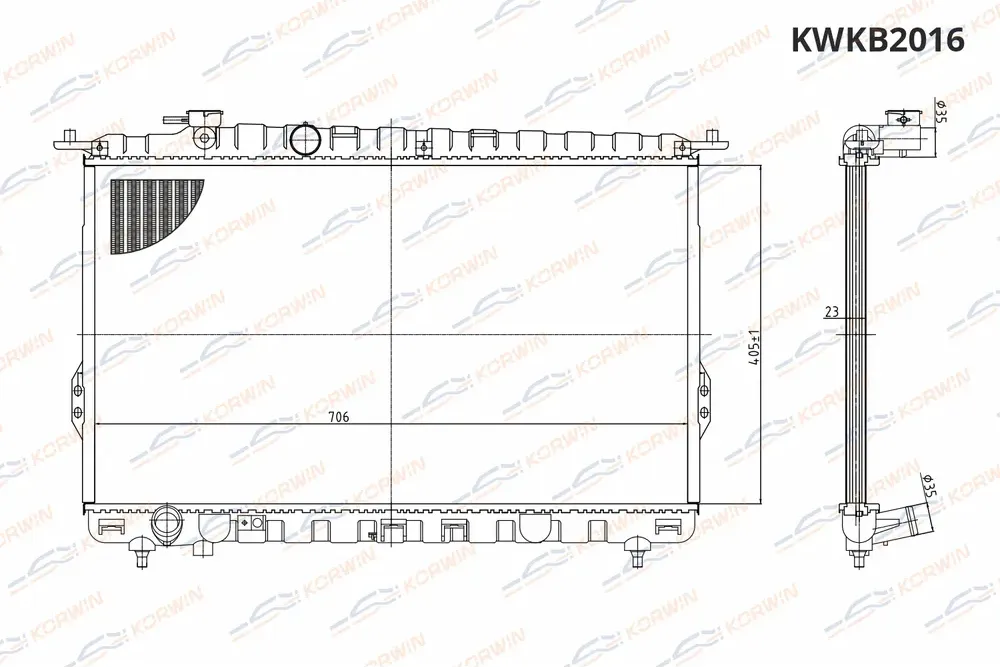 Радиатор охлаждения Hyundai Sonata 2 0 2 7 98 11) MT Tagaz сборный (Korwin) Korwin. Артикул KWKB2016