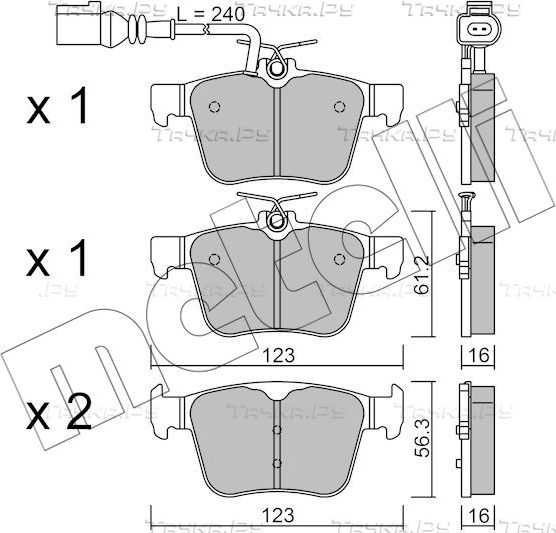 Тормозные колодки Metelli задние для Audi A3 III (8V) 2015-2026. Артикул 22-0981-1