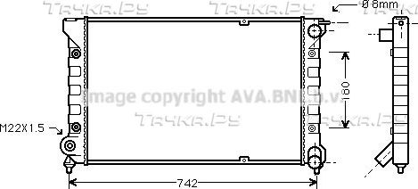 Радиатор охлаждения двигателя AVA для Volkswagen Scirocco II 1983-1992. Артикул VNA2041