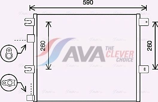 Радиатор кондиционера (конденсатор) AVA (алюминий). Артикул RE5124