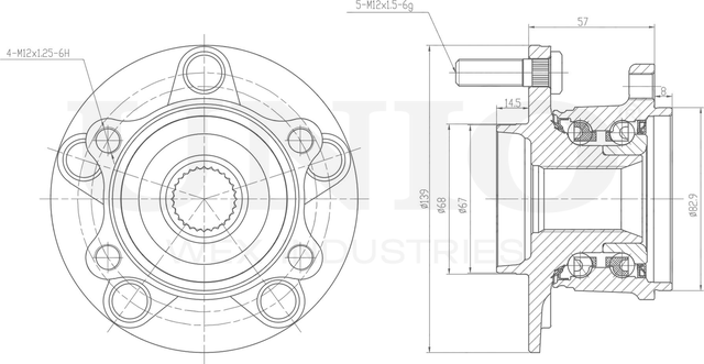Ступица колеса с интегрированным подшипником (Unio). Артикул HUB-20299