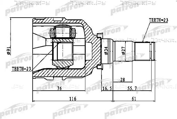 Шрус внутренний (граната) Patron для Toyota Corolla Verso I 2004-2009. Артикул PCV1768