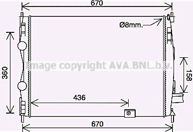 Радиатор охлаждения двигателя AVA. Артикул DN2445
