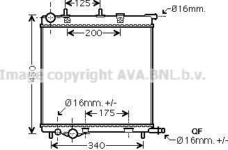 Радиатор охлаждения двигателя AVA. Артикул PE2368
