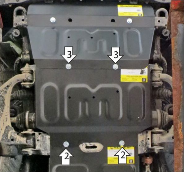 Защита усиленная Мотодор для картера и переднего дифференциала Changan Hunter Plus 2023-2026. Артикул 77214