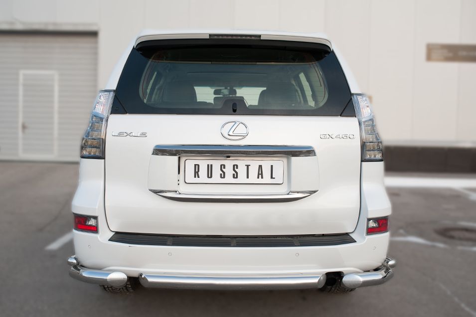 Защита RusStal заднего бампера уголки d76 (секции) d42 (секции) для Lexus GX 460 2014-2026. Артикул LGXZ-001854