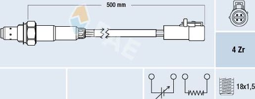 Лямбда-зонд (кислородный датчик) FAE для Mazda Tribute I 2004-2008. Артикул 77260