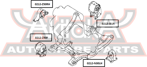 Подушка (опора) двигателя Asva задняя для Nissan Teana J31 2003-2008. Артикул 0212-J31R