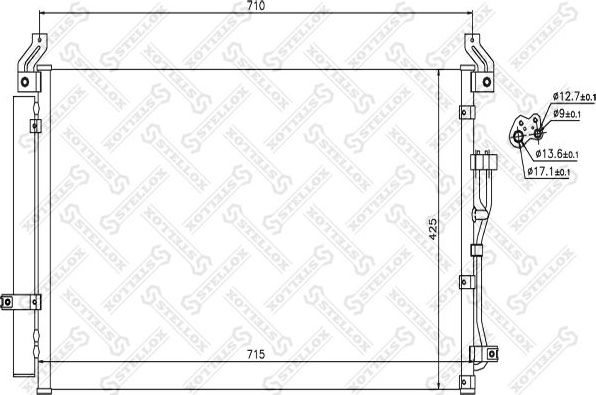 Радиатор кондиционера (конденсатор) Stellox (алюминий). Артикул 10-45281-SX