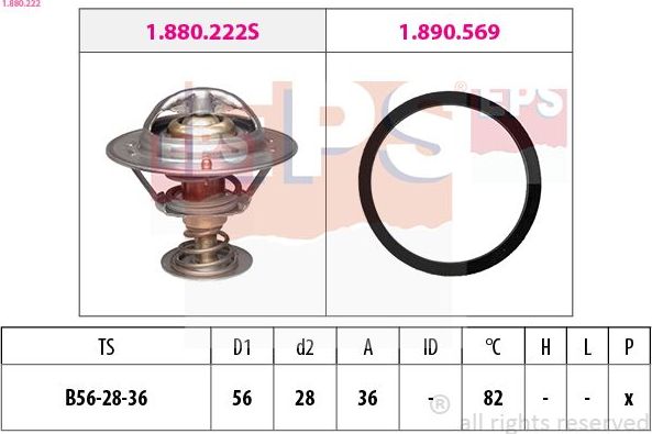 Термостат EPS Made in Italy - OE Equivalent для Toyota Ipsum II (M20) 2001-2005. Артикул 1.880.222