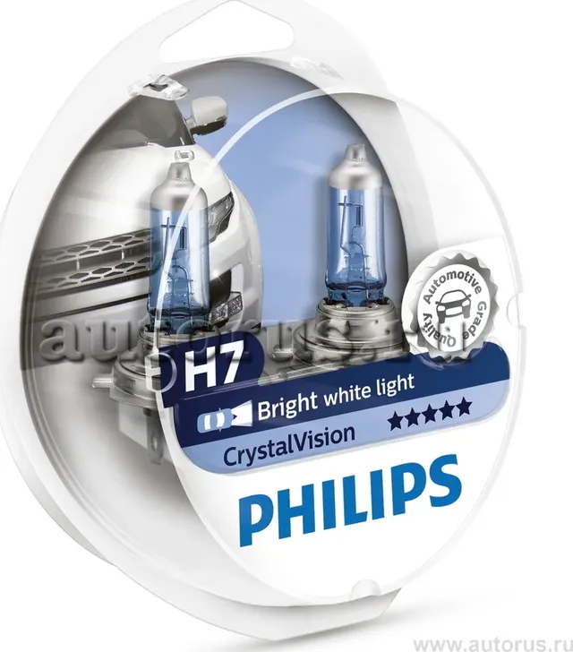 Лампы H7+W5W 12V 55W PX26d Crystal Vision PHILIPS (2шт.) Philips. Артикул 12972CVSM