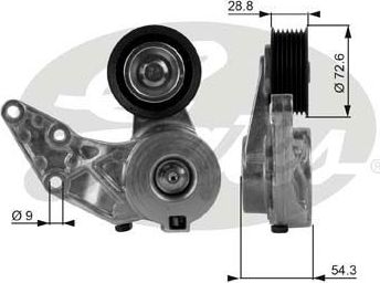 Натяжной ролик (натяжитель) приводного клинового зубчатого ремня Gates DriveAlign®. Артикул T38208